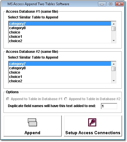 MS Access Append Two Tables Software