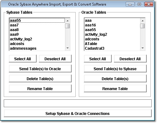 Oracle Sybase Import, Export & Convert Software