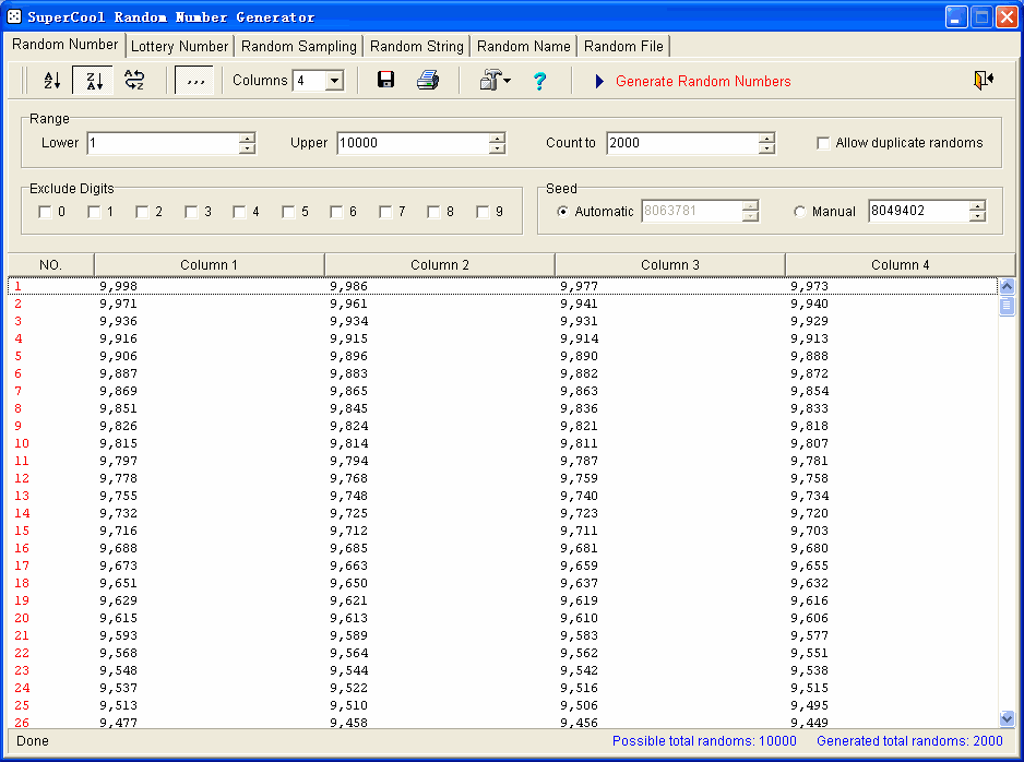 SuperCool Random Number Generator