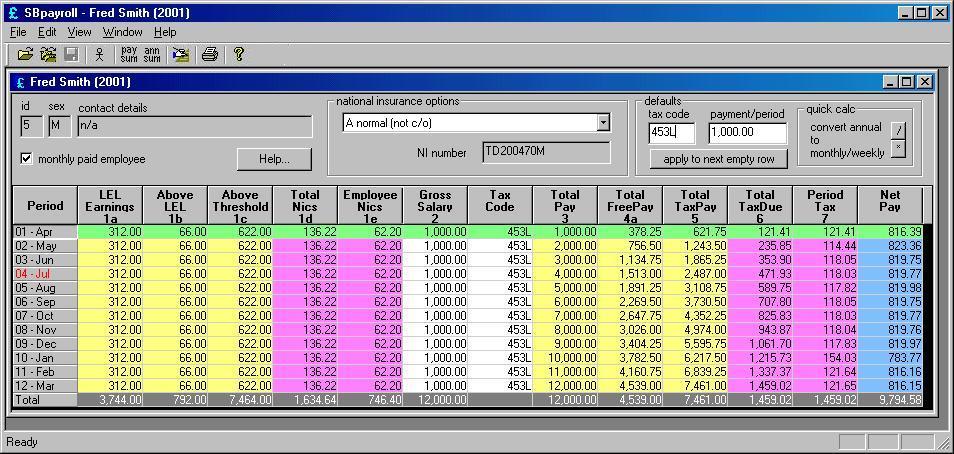 SBpayroll v 1.00 r 2.12Business Finance by Octatec Ltd - Software Free Download