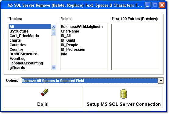 MS SQL Server Remove (Delete, Replace) Text, Spaces & Characters From Fields Software