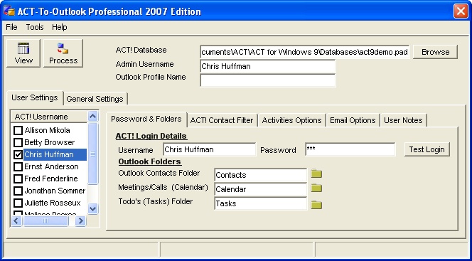 ACTToOutlook Professional 2007 9.1