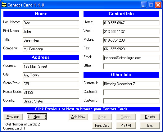 Contact Card 1.10