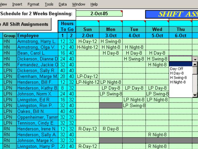 Shift Scheduler for Excel