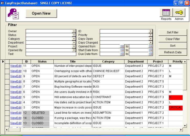 EasyProjectDatabase (Access Database) 6.0