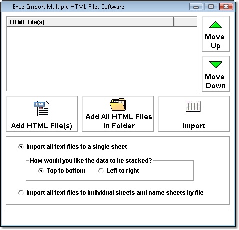 Excel Import Multiple HTML Files Software