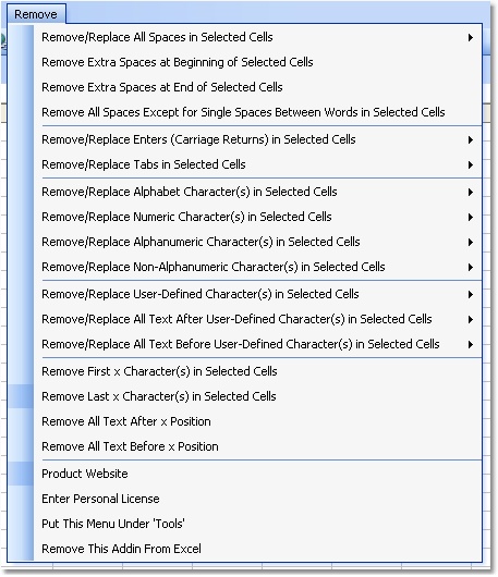 Excel Remove (Delete, Replace) Text, Spaces & Characters From Cells Software 7.0