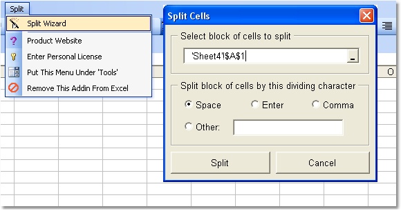 Excel Split Names, Addresses & Other Data Into Multiple Cells Software 7.0