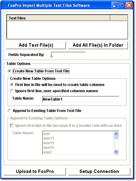 FoxPro Import Multiple Text Files Software