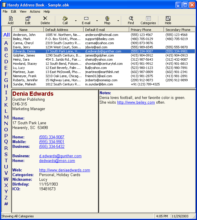 Address software. Address book for Windows 11.