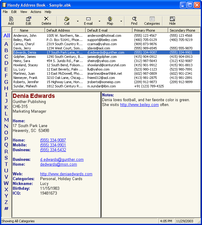 Handy Address Book