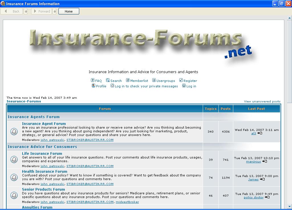 Insurance Forums Information