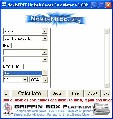 NokiaFREE unlock codes calculator NokiaFREE3.exe