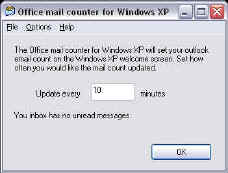 Outlook mail counter for Windows XP