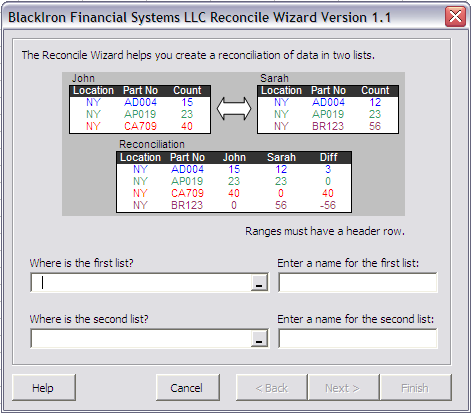 Reconcile Wizard AddIn For Excel 1.1
