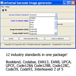 Universal bar code image generator 1.1