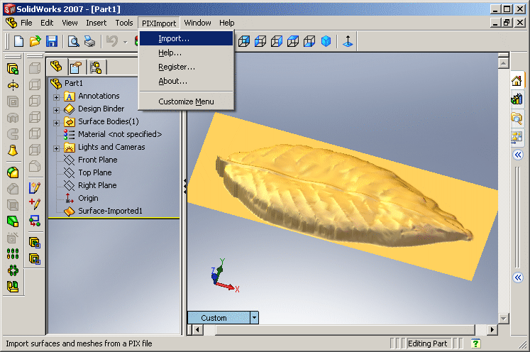 PIX Import for SolidWorks