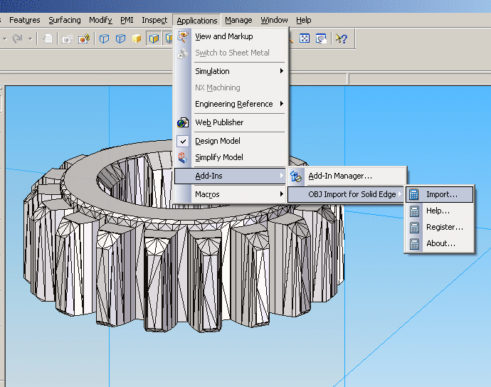 OBJ Import for Solid Edge