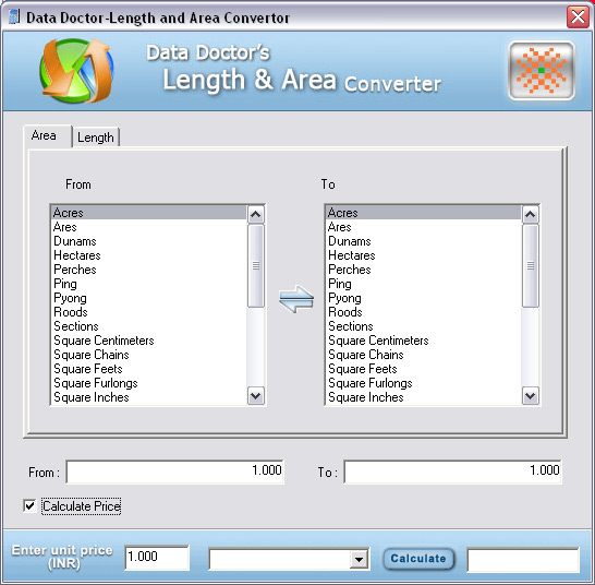 Area Conversion and Price Calculator