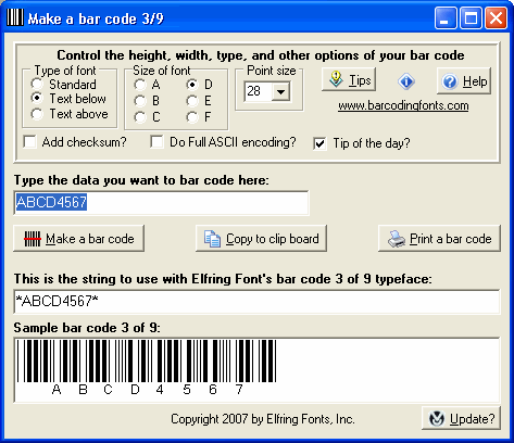 Bar Code 3 2.7Miscellaneous by Elfring Soft Fonts, Inc. - Software Free Download