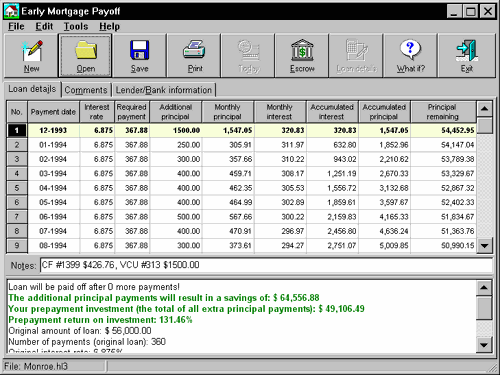calculate early loan payoff