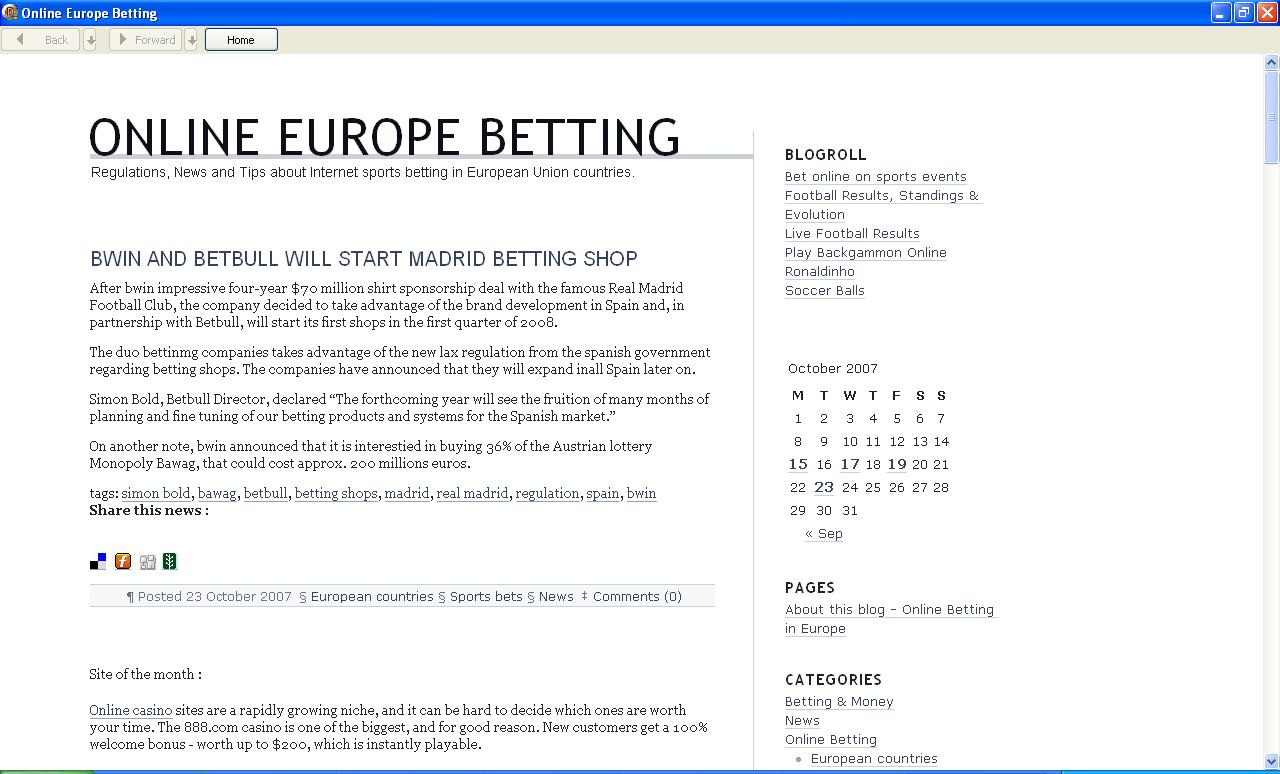 Online Europe Betting