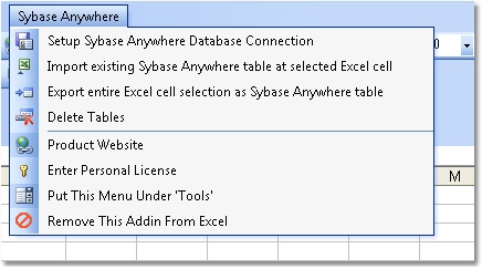 Excel Sybase Anywhere Import, Export & Convert Software