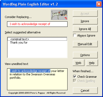 WordDog Plain English Editor 1.1 by Plain English Technologies- Software Download