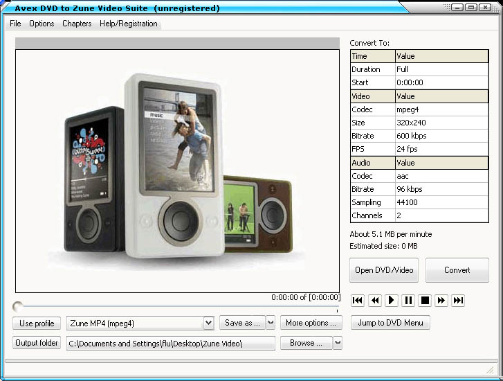 A V E X DVD to Zune Video Suite 2007.60