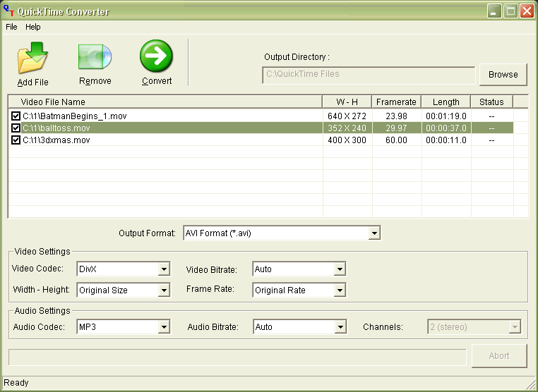 ABS QUICKTIME FILE FORMAT CONVERSION