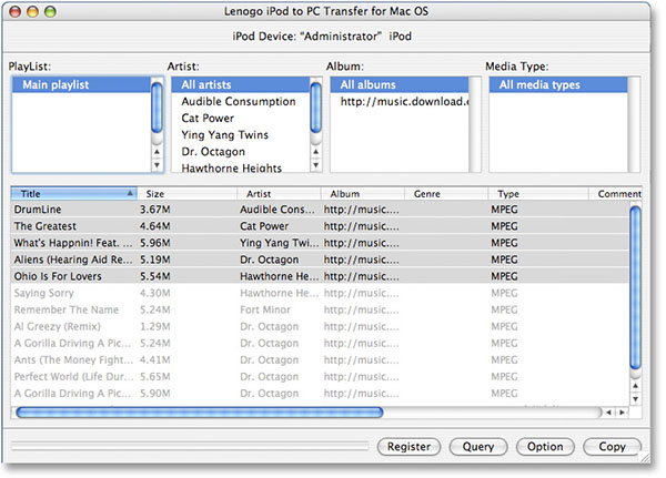 iPod 2 PC Transfer for Mac