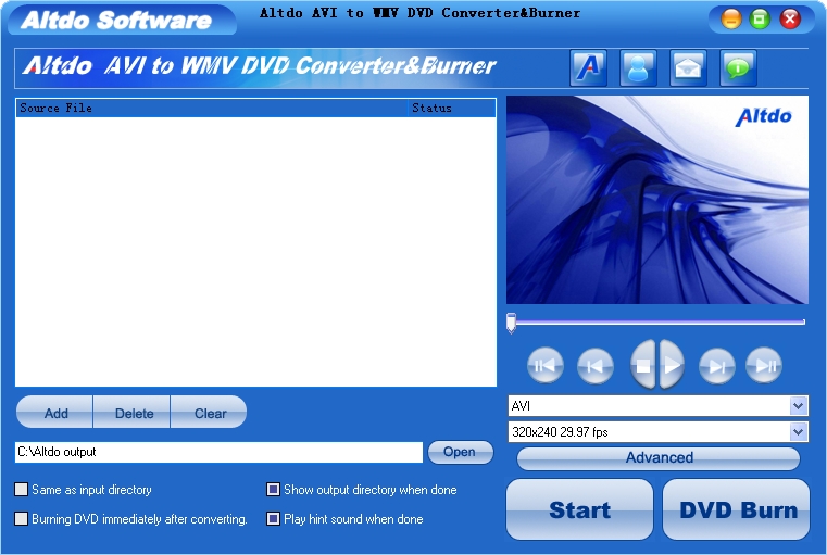 Altdo AVI to WMV DVD Converter&Burner