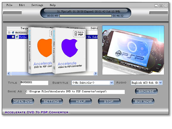 Accelerate DVD + Video to PSP Converter