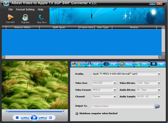 ABest Video to AppleTV 3GP SWF Converter