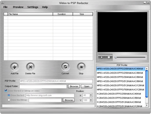 Video to PSP Redactor