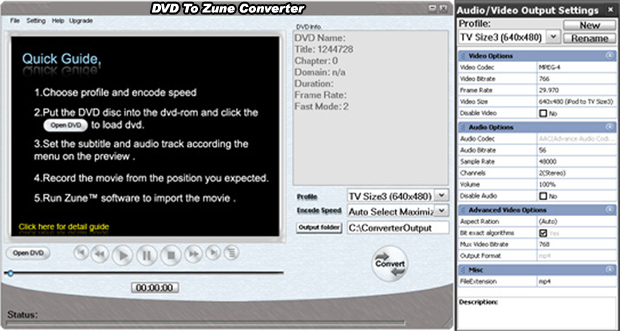 CAS DVD TO ZUNE FILES