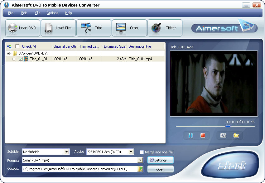 Aimersoft DVD to Mobile Devices Converter