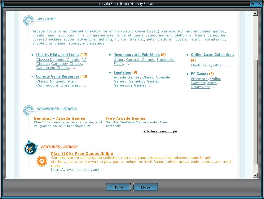 Arcade Force Game Directory Browser