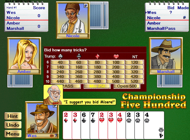 Championship Five Hundred Pro Card Game for Windows