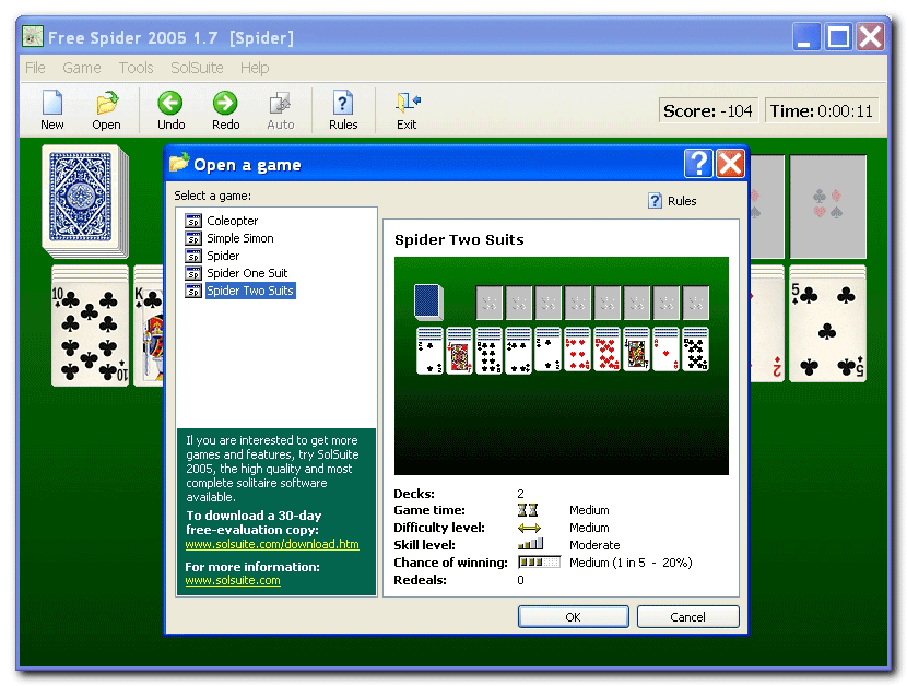 Free Spider 2005 Solitaire Collection