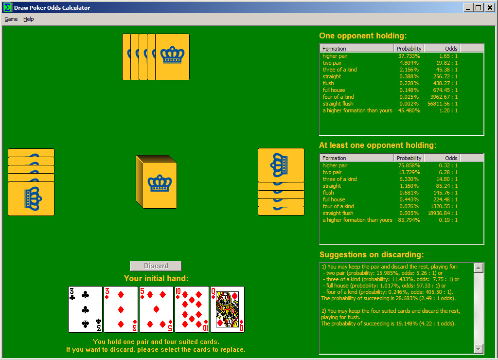 Draw Poker Odds Calculator 1.1