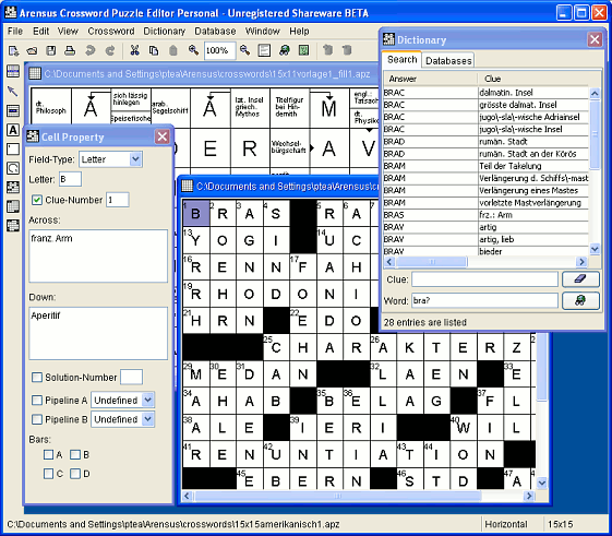Arensus Crossword Puzzle Editor