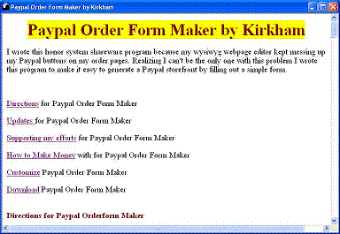 Paypal Order Form Maker by Kirkham