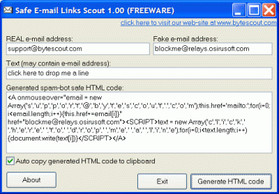 Safe E-Mail Links Scout