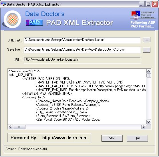 Pad XML Extractor Software