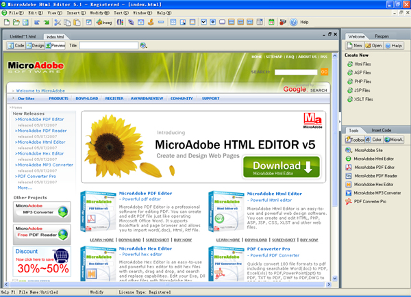 MicroAdobe Html Editor
