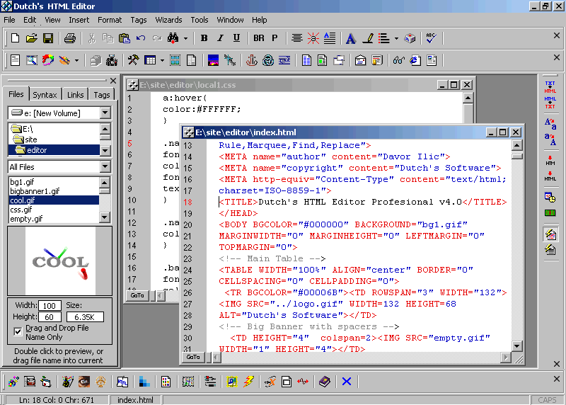 Dutch.s HTML Editor Professional v4.0 by Dutch s Software- Software Download