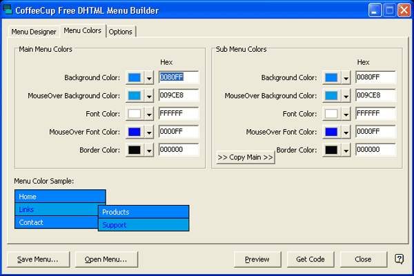 DHTML Menu Builder