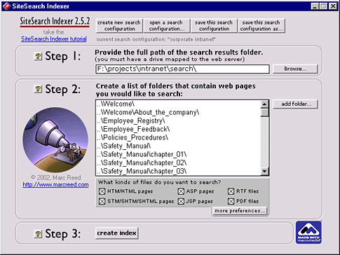 SiteSearch Indexer 2.5 by Marc Reed- Software Download