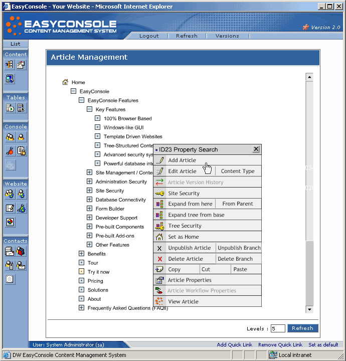 EasyConsole Web Content Management System